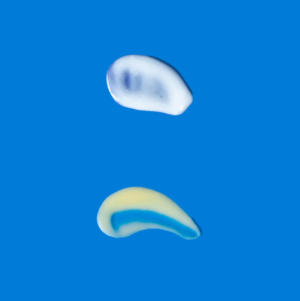 Anti-Aging Duo cream and serum swatches showcasing contrasting texture